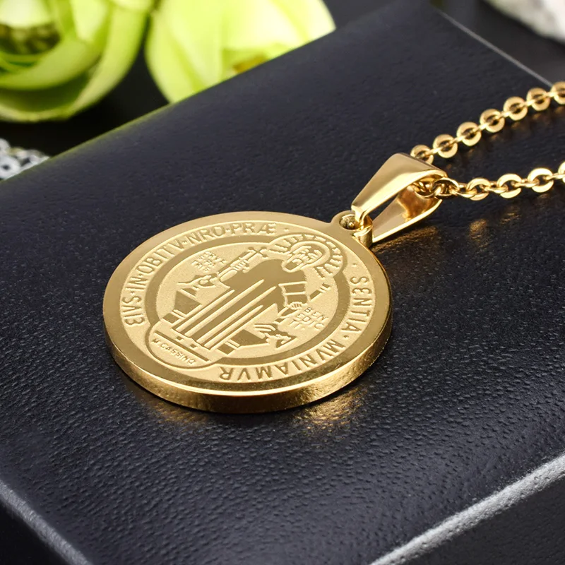 Ожерелья из нержавеющей стали SOITIS с изображением Святого Бенедикта|chain jewelry|jewelry