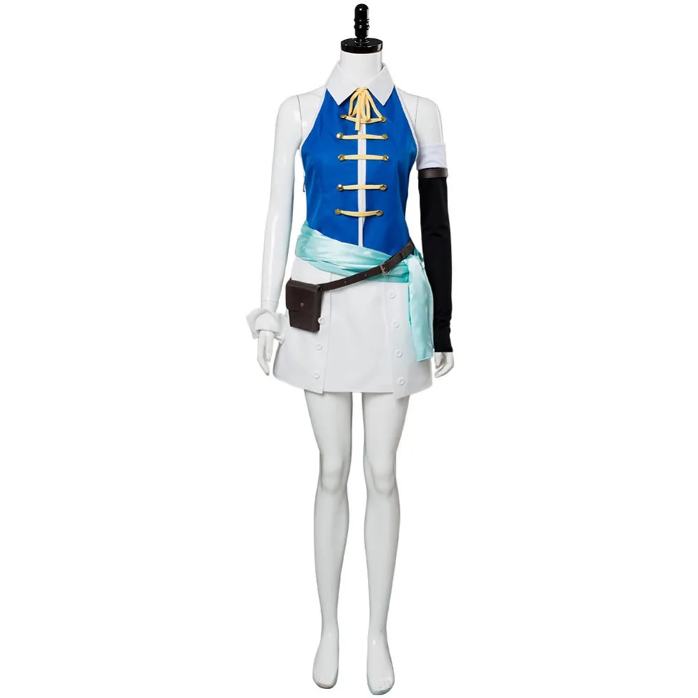 Cosplay&Ware [1]Fairy Tail Cosplay Lucy Heartfilia Costume Full Set Uniform Blue Top And Dress Halloween Carnival Adult Costumes -Cosplay&Ware anime Shop