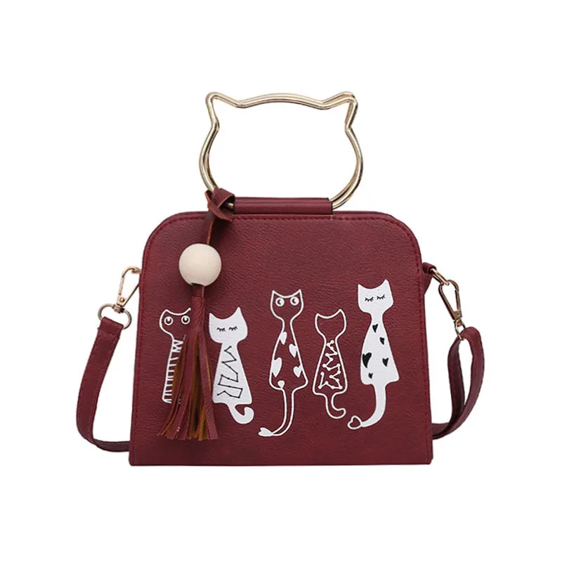 Fzmbai Модные женские PU китти сумки с принтом кота один Сумки на плечо|fashion shoulder