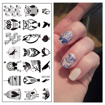 WUF 1 Pc Nail Art Beauty Personal DIY Owl Designs Template Nail Plate Stamping  #JQ-L09