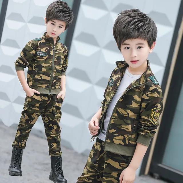 New 2018 Outdoor Children's Hunting Outfit Camouflage Suit Clothes Boys Kids Army Military