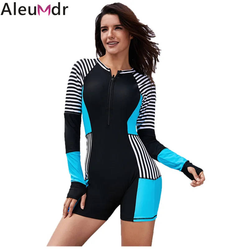 Aleumdr women Bathing Suit 2019 Swim Shorts Asymmetric Striped Color
