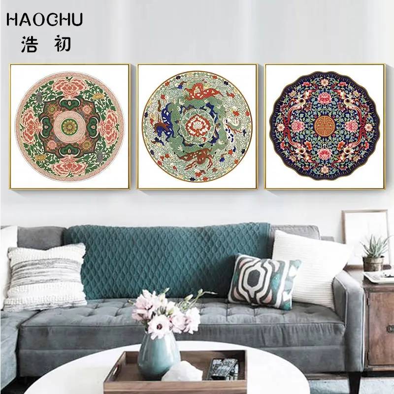 Chinese Craft Attractive Beautiful Flowery Posters Classical Elegant Flowers Green Leaves Painting Canvas Picture For Home Decor | Дом и сад