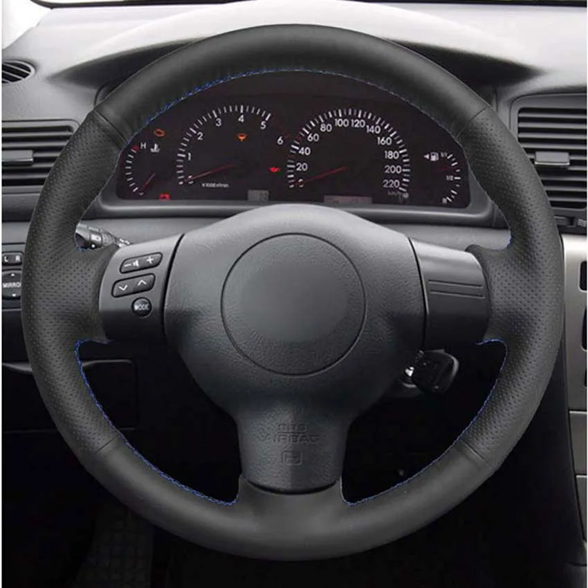 Skup Diy czarny PU sztuczna skóra osłona na kierownicę do samochodu Toyota Corolla 2004 2006 Caldina 2002 2007 RAV4 (US) 2005