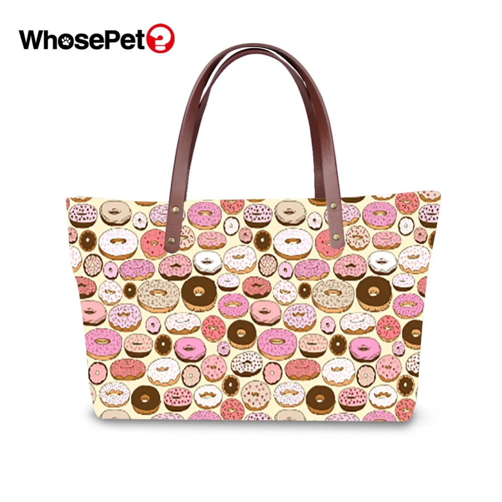 

WHOSEPET Fashion Shivering Pattern Women Tote Bags Female Floral Fruit Print Large Crossbody Beach Handbag Lady Travelling Bags