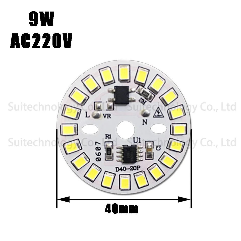 10 шт. AC220v светодиодный pcb SMD2835 3 Вт 5 Вт 7 Вт 9 Вт 12 Вт 15 Вт интегрированный ic драйвер белый/теплый белый светильник источник для светодиодный лампы потолочный светильник - Испускаемый цвет: 9W  AC220V