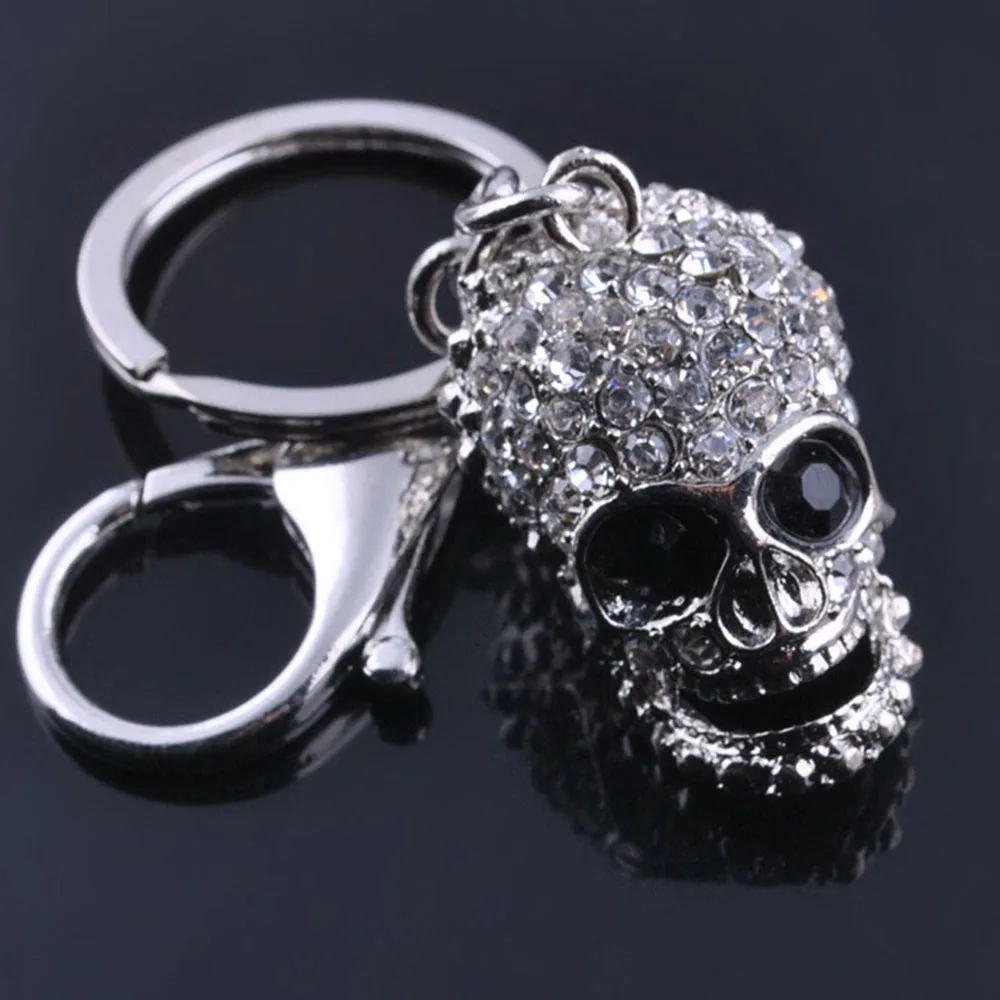 

Fashion Creative Big Crystal Skull head KeychainPendant Purse Bag Ornament Key Chain Rhinestone Keyring Gift