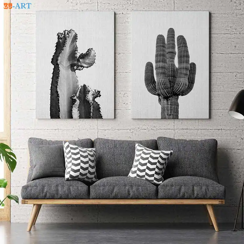 Nordic Cactus Print Poster Black And White Wall Art South Western