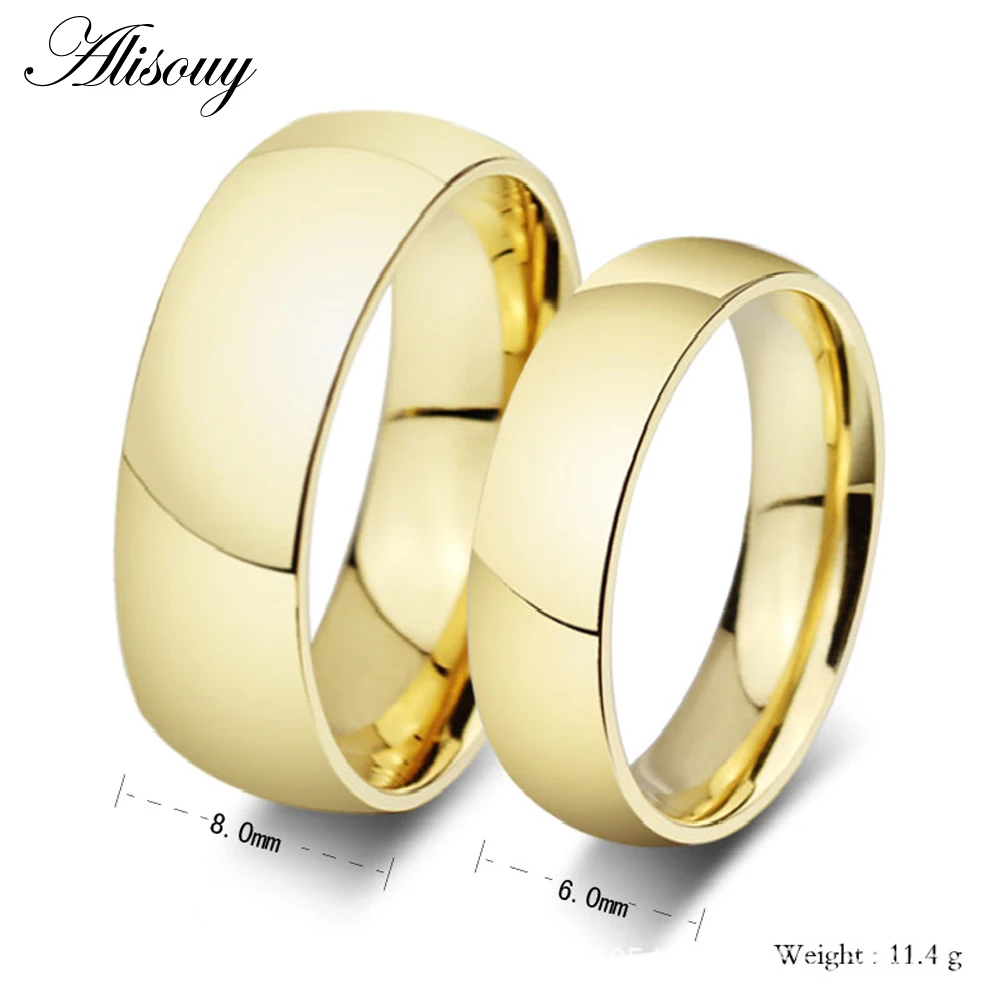 fashion gold color Color ring wedding engagement rings women and men ...