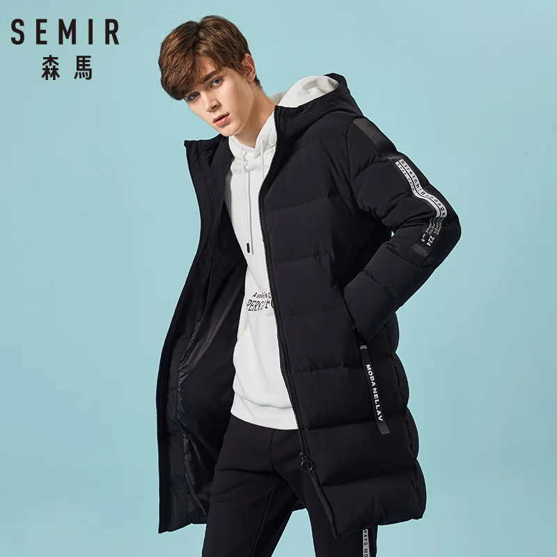 SEMIR русский Зимний пуховик, Мужская брендовая одежда, длинное теплое плотное пальто на 80% сером утином пуху, мужские зимние куртки для мужчин