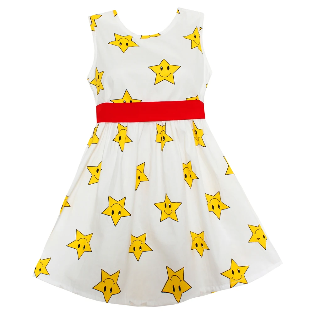 

Shybobbi New Girls Dress Yellow Stars Belt Dresses Party Casual Princess Kids Clothing Size 4-14