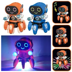 Besegad Милая шестикоготая Рыба Стиль электрический умный Танцующий Робот игрушка с красочными огнями для детей Подарки для мальчиков и