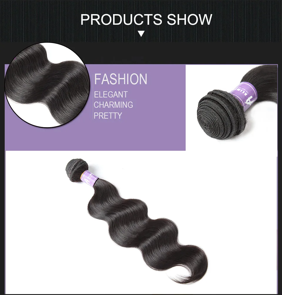 Malaysian Body Wave Hair Bundles 100% Human Hair Weave Bundles Alimice Hair Extension Non-Remy Hair Weaving 100g Natural Color (9)