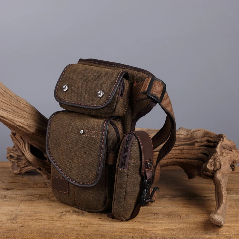 Men Canvas Waist Thigh Drop Leg Bag Travel Motorcycle Riding Fanny Pack
