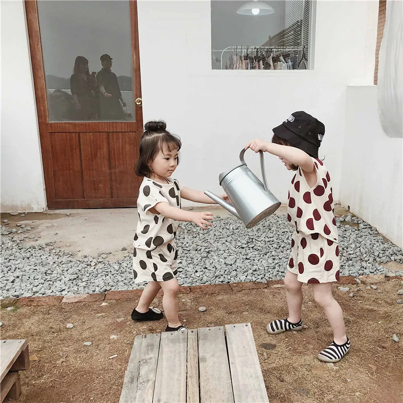 Roupas da Menina Camiseta + Calças Humor Urso Terno Verão Casual Nova Dot Algodão 2 Pçs Conjunto Bodysuit Crianças Bebê Meninas Roupas 23 High Quality Mamãe e Bebê