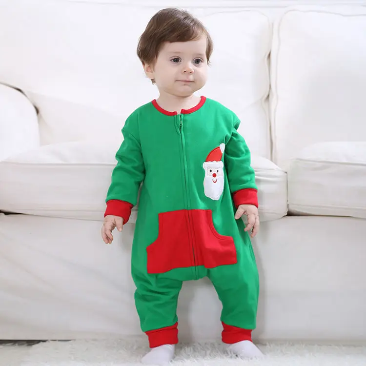 RL Рождество одежда для малышей комбинезон флис высокого Качественный 100% хлопок зеленый и красный Новорожденный ребенок 1 год Одежда для