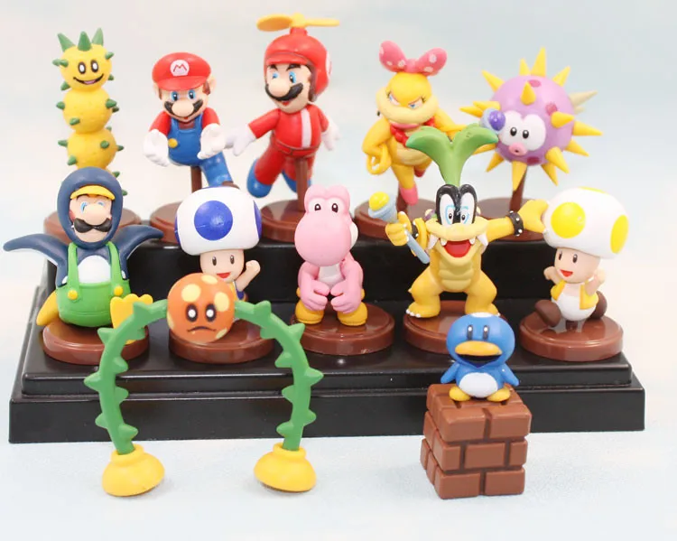 4Styles Super Mario Bros Figure Toys 1set=13pcs Mario