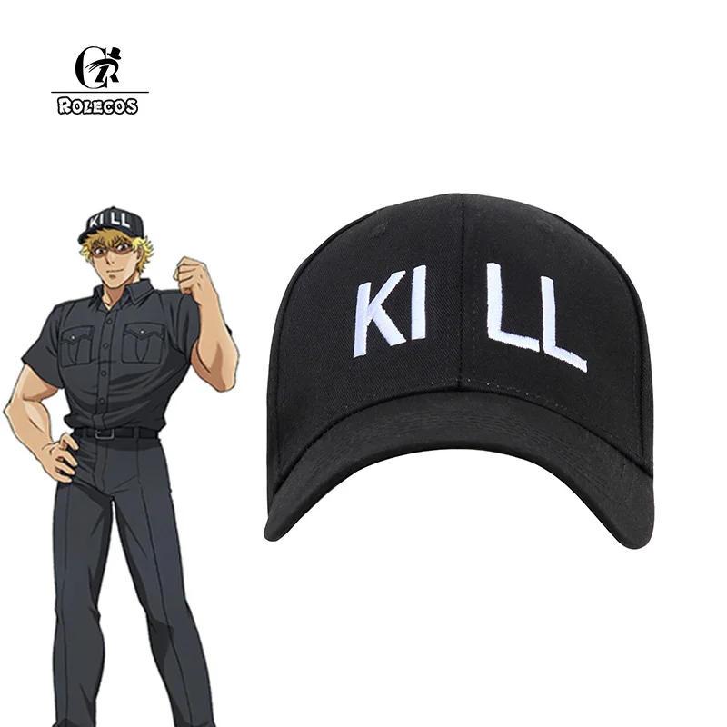 

ROLECOS Anime Cells At Work Cosplay Hat Regulatory T Cell Cosplay Cap Hataraku Saibou Cosplay Sports Cap Men Baseball Black Hat