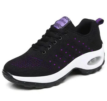 

Spring New Flying Woven Mesh Rocking Shoes Thick Bottom Lightweight Wild Lace Casual Shoes Female Increased High Shoes