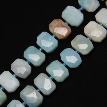 

Genuine Amazonite Square Beads,Natural Faceted Cut Blue Amazonite Stone Beads Strands to Make DIY Jewelry