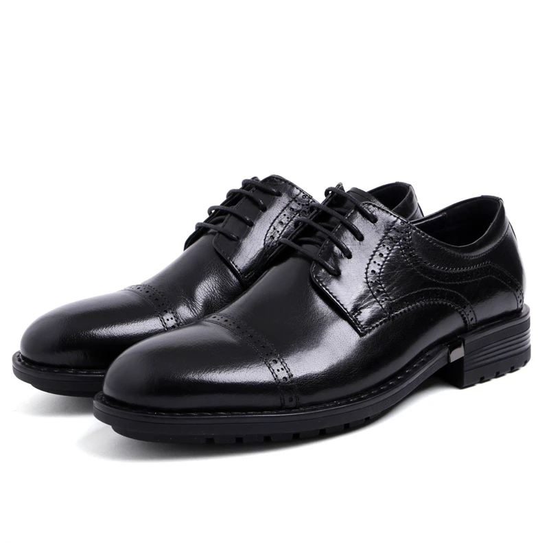 

Business Black Men's Shoes Genuine Cow Leather Casual Comfortable Autumn Male Work Formal Lace-up Footwear Shoes JS-A0103
