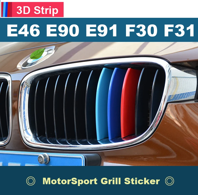 Front Grille M 3 Color Cover Decal Buckle Sticker For BMW 3 Series F30 F31 
