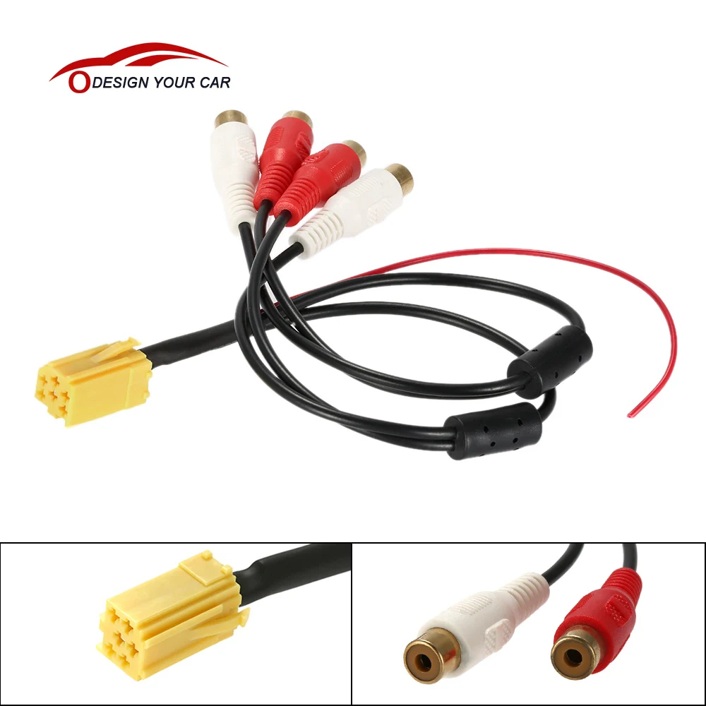 Мини 6 контактный ISO адаптер Aux Line Out 4 chinch кабель RCA разъем для VW Seat Skoda VDO Audi Ford|iso