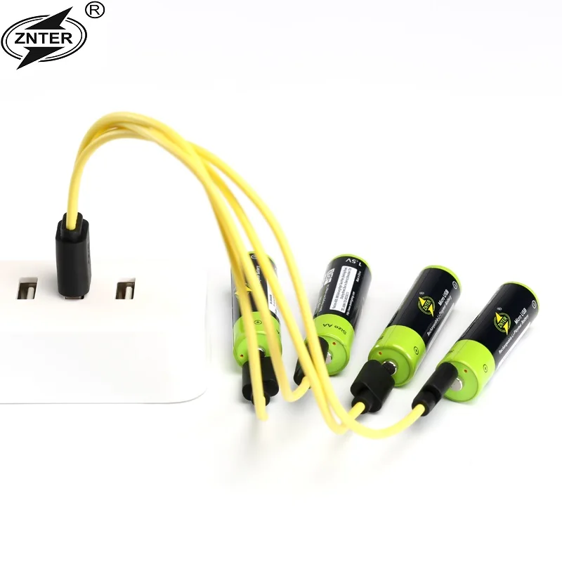 

ZNTER AA 1.5V 1700mAh Battery 2/4 pcs USB Quick Charging Rechargeable Lithium Polymer Battery Charged by Micro USB Cable