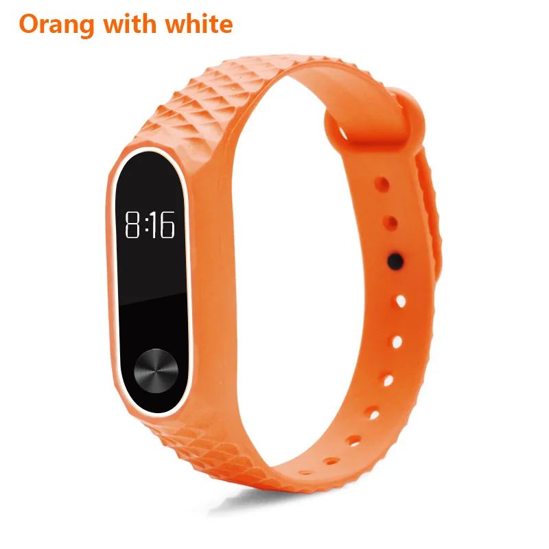 BOORUI mi band 2 ремешок Pulseira силиконовый mi band 2 аксессуары Алмазный ремешок на запястье анти-потеря двойной цвет сменный ремешок для часов - Цвет: Orange with white