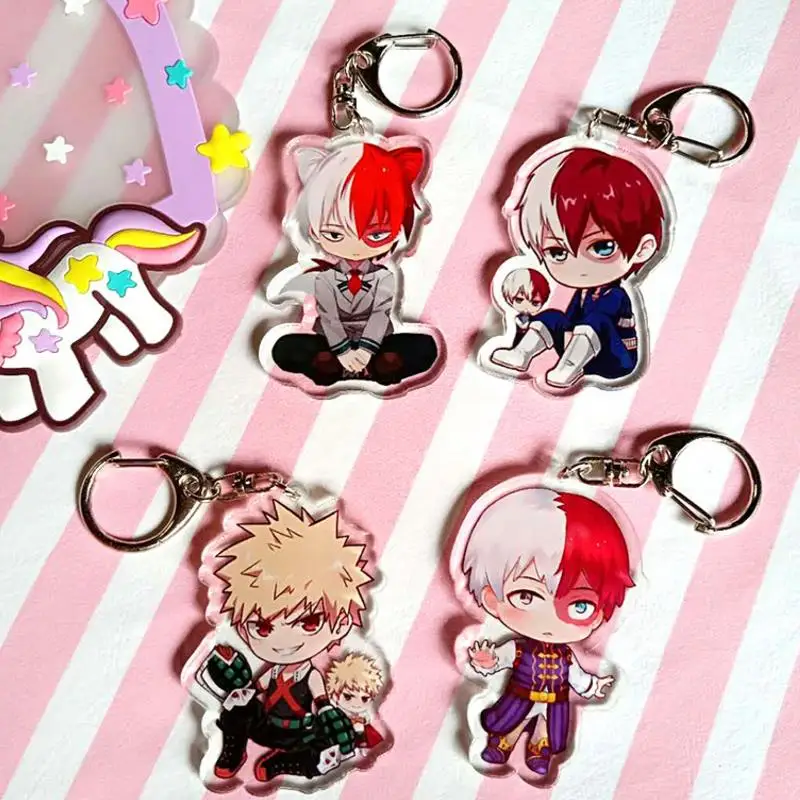 

1 Pc Creative cute Anime My Hero Academia Acrylic Keychain No Hero Academy Keyring Cosplay Figure Toys gift