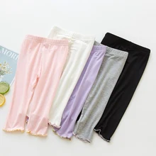 1 предмет, шорты для маленьких девочек милые однотонные штаны до середины икры с принтом для маленьких девочек хлопковые летние эластичные шорты, леггинсы для девочек