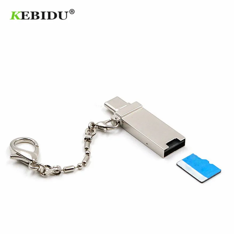 KEBIDU брелок Type C Micro USB OTG устройство для чтения карт памяти Алюминиевый адаптер