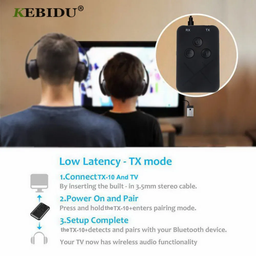 KEBIDU 2 в 1 беспроводной Bluetooth передатчик приемник адаптер v4.2 стерео A2DP 3 5 мм аудио