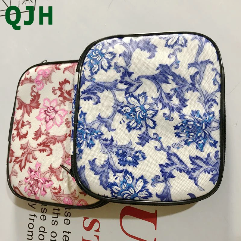 

New Red&Blue PU Woven Tool Pouch 16 Lattice Crochet Bag Chinese Style Weaving Hooks Case Home Knitting Cloth Craft Storage Bag