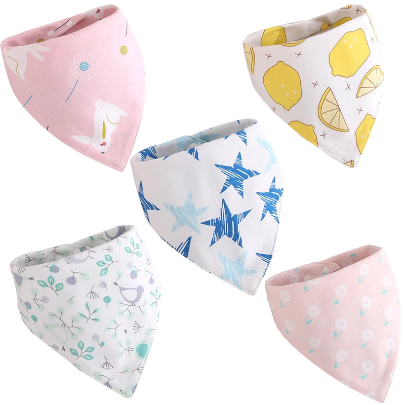 Halilo 5pcs/lot Baby Bandana Bibs 100% Cotton Soft Baby Girl Boy Bibs Burp Cloths Triangle Meal Feeding Bibs Newborn Baby Stuff
