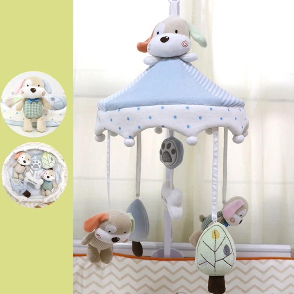 

Toddler Bed Hanging Dog Happy Home Baby Plush Wind Chime Toys Newborn Infant Crib Rattles Bell Toy Cartoon Animal