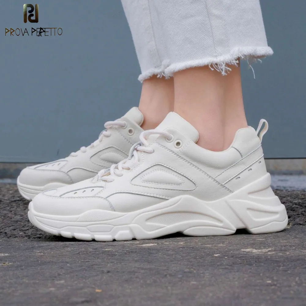Prova Perfetto фирменный дизайн белые кроссовки из натуральной кожи на шнуровке Повседневная обувь лаконичная дышащая Вулканизированная обувь Basket Femme