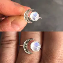 Anillos de piedra Natural de Luna y Sol de moda para mujer Dedo de fiesta Simple regalo para niñas, joyería Dropshipping