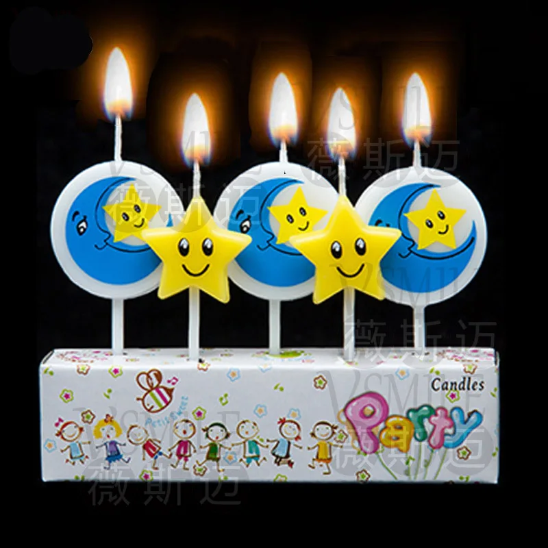 5 шт. красочные Цирк Клоун НЛО печатных мультфильм Девушки Мальчики тема Свеча на торт ко дню рождения Дети вечерние товары для украшения торта - Цвет: 2