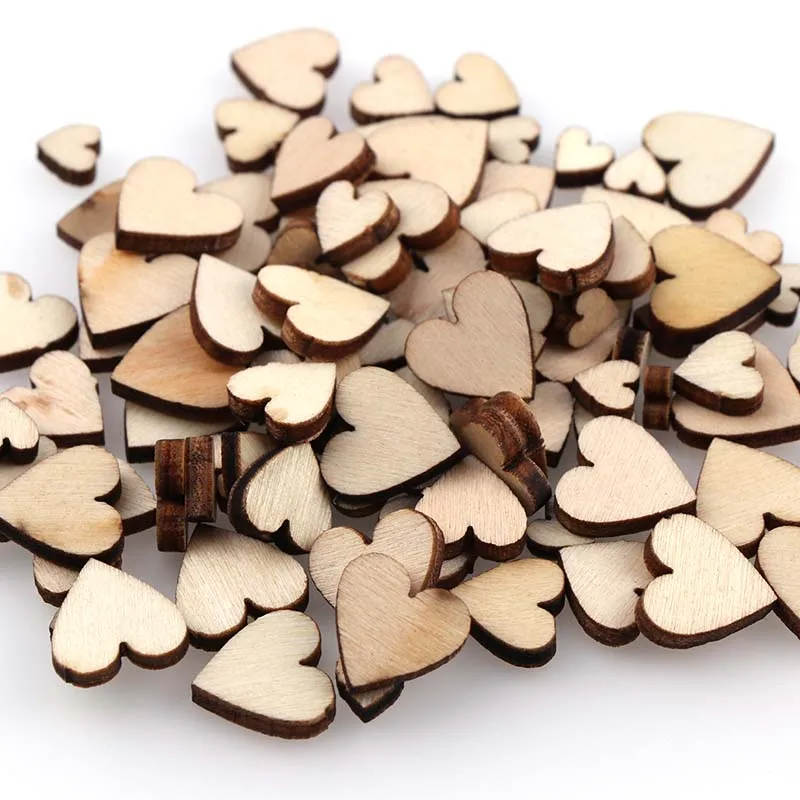 100 шт разные размеры пустые деревянные вырезы в форме сердца МДФ деревянные украшения для скрапбукинга Деревянные Художественные Свадебные украшения