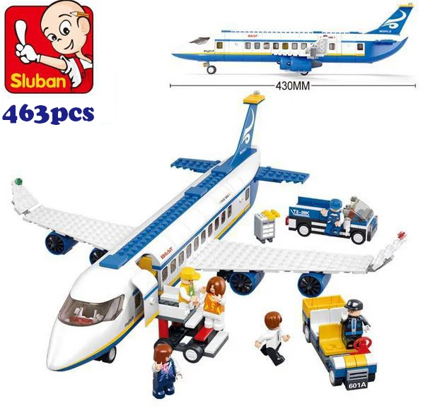 Simple caja sluban m38-b0366 Air bus avión aviación construcción Blocs transporte iluminar aviones vehículo Juguetes ladrillos set para niños