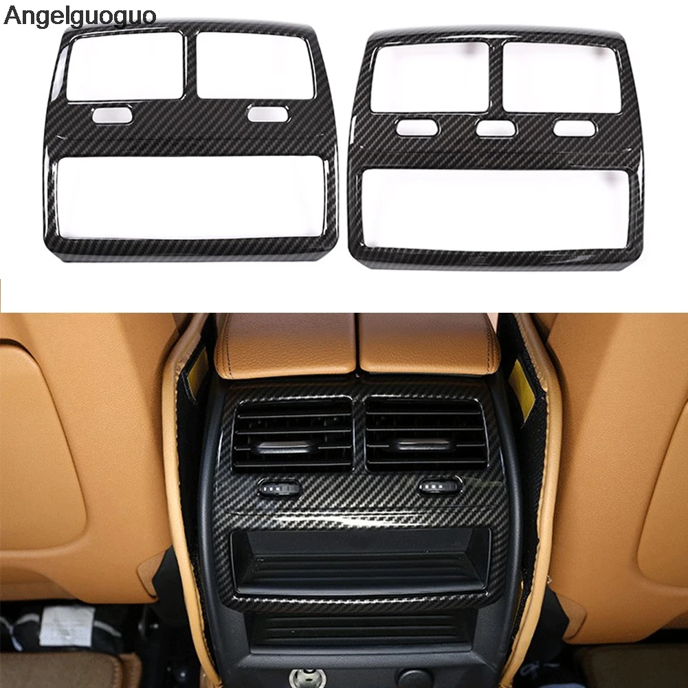 Carbon fiber style for BMW 5 Series G30 G38 2018 Car ABS Rear air conditioner AC Vent Outlet Frame Cover Trim