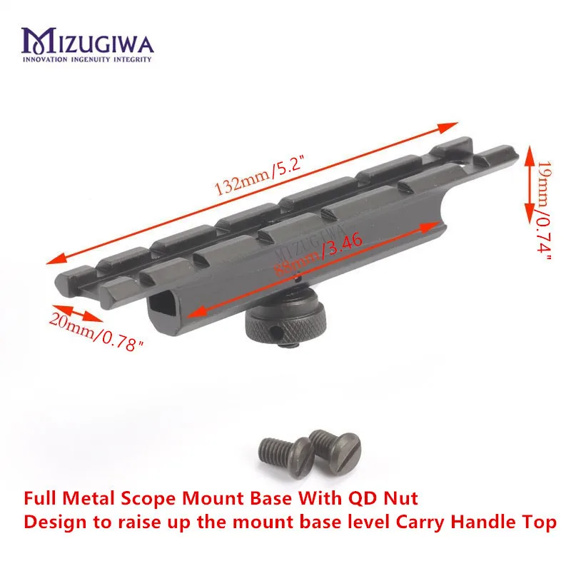 Тактический ружейный прицел Mizugiwa. 223 M4/M16 нести адаптер рукоятки рейку 12 слотов оптическое планки Вивера, Пикатинни, прицелы База 20 ММ АР Flat Top