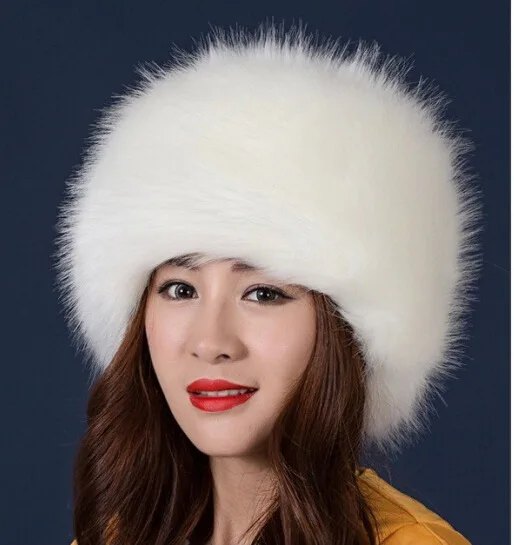 

2018 Women Hats Lady Russian Tick Fluffy imitation Fox Fur Hat Headband Winter Earwarmer Ski Hat Female Hats For Autumn winter