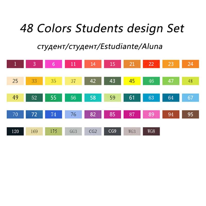 TouchFIVE 12/30/36/40/48/60/72/80/168 Цвета маркер для рисования набор маркер для рисования с двумя головками рисунок художественная кисть ручки для художника для рисования - Цвет: 48 Student Design