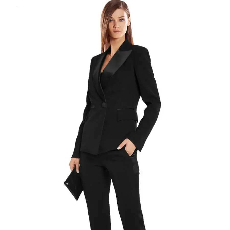 Women Pant Suits Black Autumn Bussiness Formal Elegant Set Blazers ...