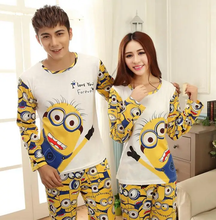 Retail Great Quality New Adults Ladies Mens Valentine S Despicable Me Minions Pajamas Long Pyjamas Pajama Sets Sleepwear Pjs Sleepwear Cartoon Sleepwear Romperpajama Men Aliexpress