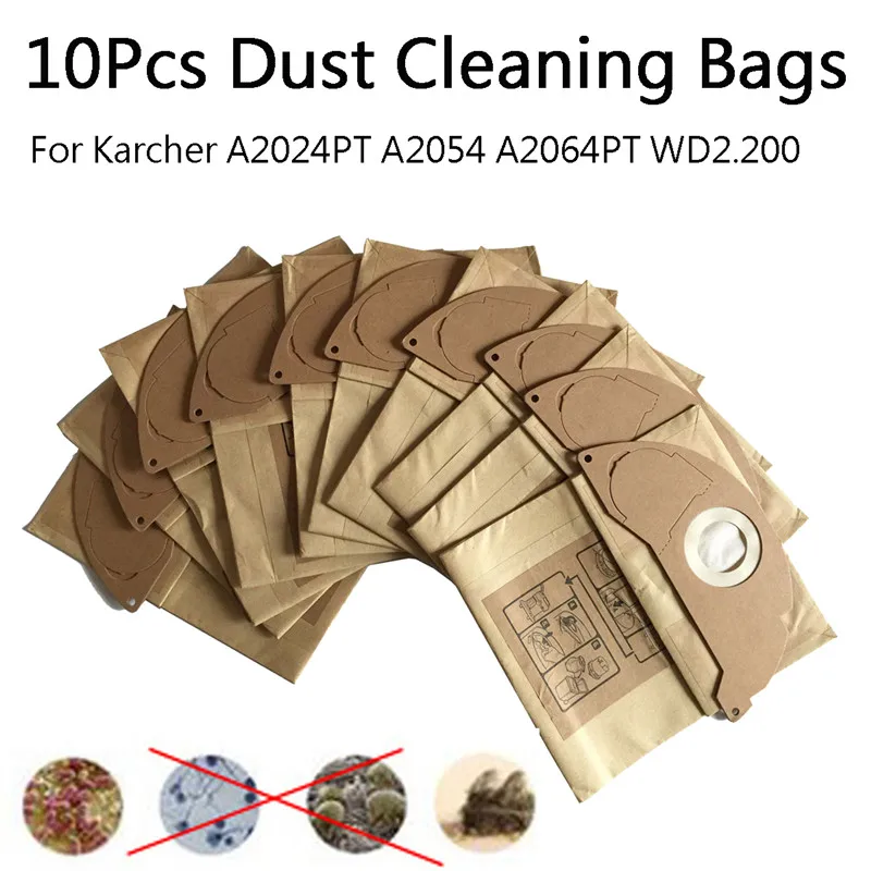 

New 10Pcs Dust Cleaning Bags For K A2024PT A2054 A2064PT WD2.200 Vacuum Cleaners Parts High Quality