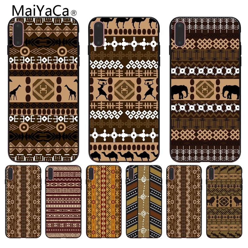 

MaiYaCa Africa Aztec Ethic Pattern Black soft shell Phone Case For iphone 8 8plus 7 7plus 6 6plus 5 5s XR SE Mobile cover