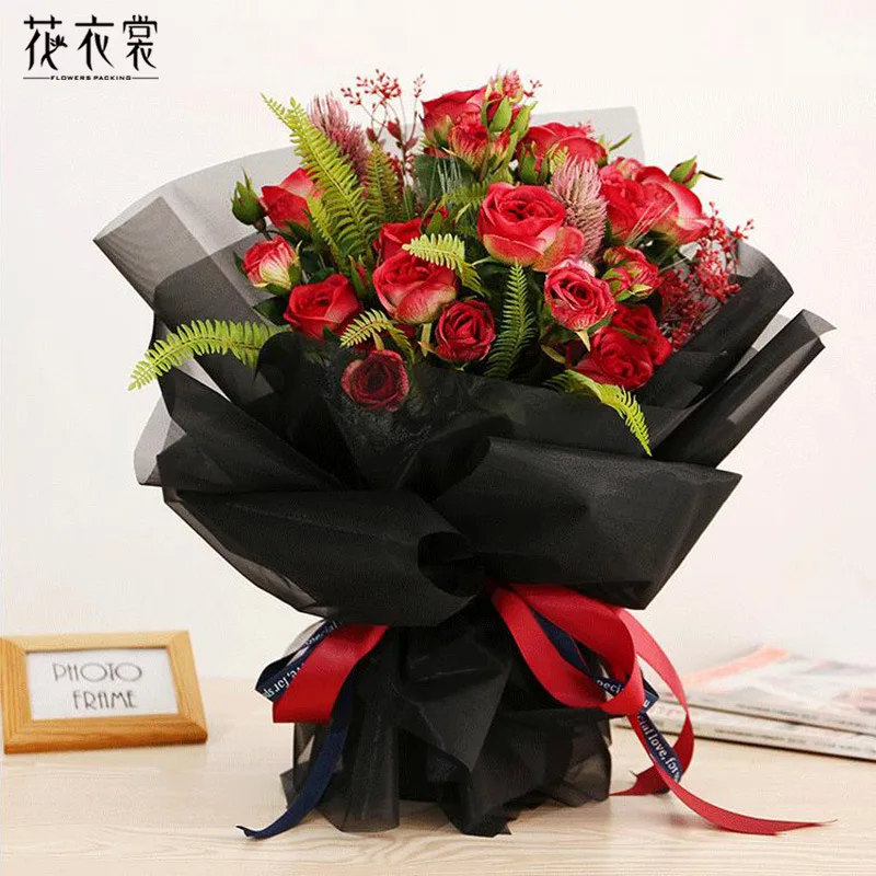 50cm*10 Yards Thick Grid Gauze Flower Wrapping Paper Bouquet